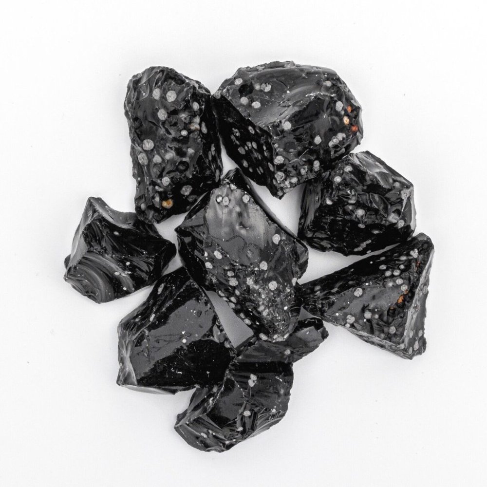 1/2 lb Snowflake Obsidian Gemstone Crystal 8-15 Raw Stones Bulk Rough Gems Craft